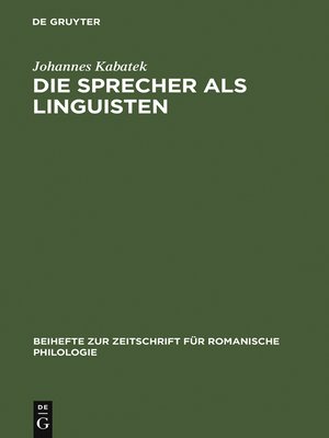 cover image of Die Sprecher als Linguisten